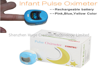 Cina Tampilan OLED Biru / Pink / Kuning ujung jari Pulse oksimeter Untuk Anak-Anak pemasok